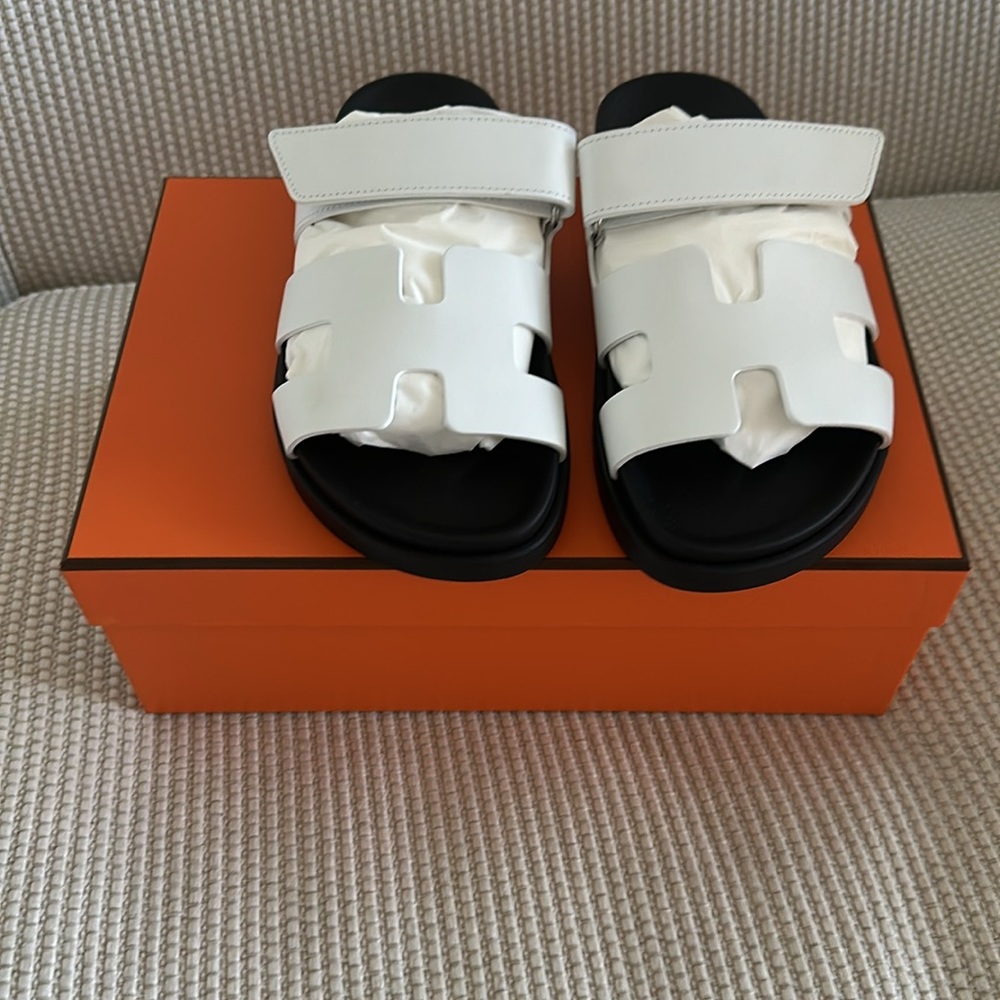 Hermes white Chypre women’s sandal size 37